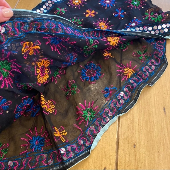 Anthropologie Raj Women’s Silk Infinity Scarf Embroidered Sequin Colorful New - Picture 7 of 11